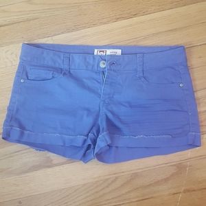 Purple low rise LEI shorts